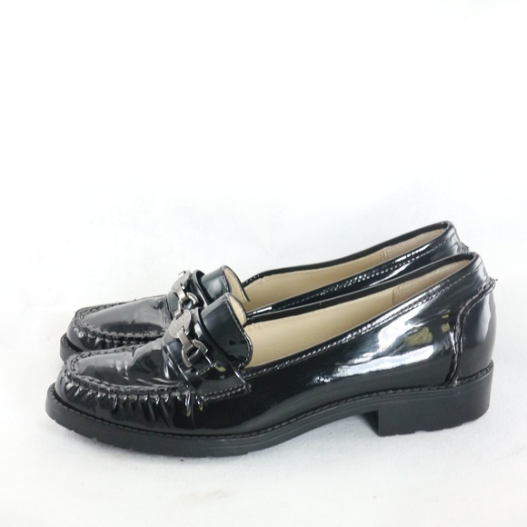 Anne Klein Shoes - ANNE KLEIN Lyndsy Black Patent Leather Moc Loafers